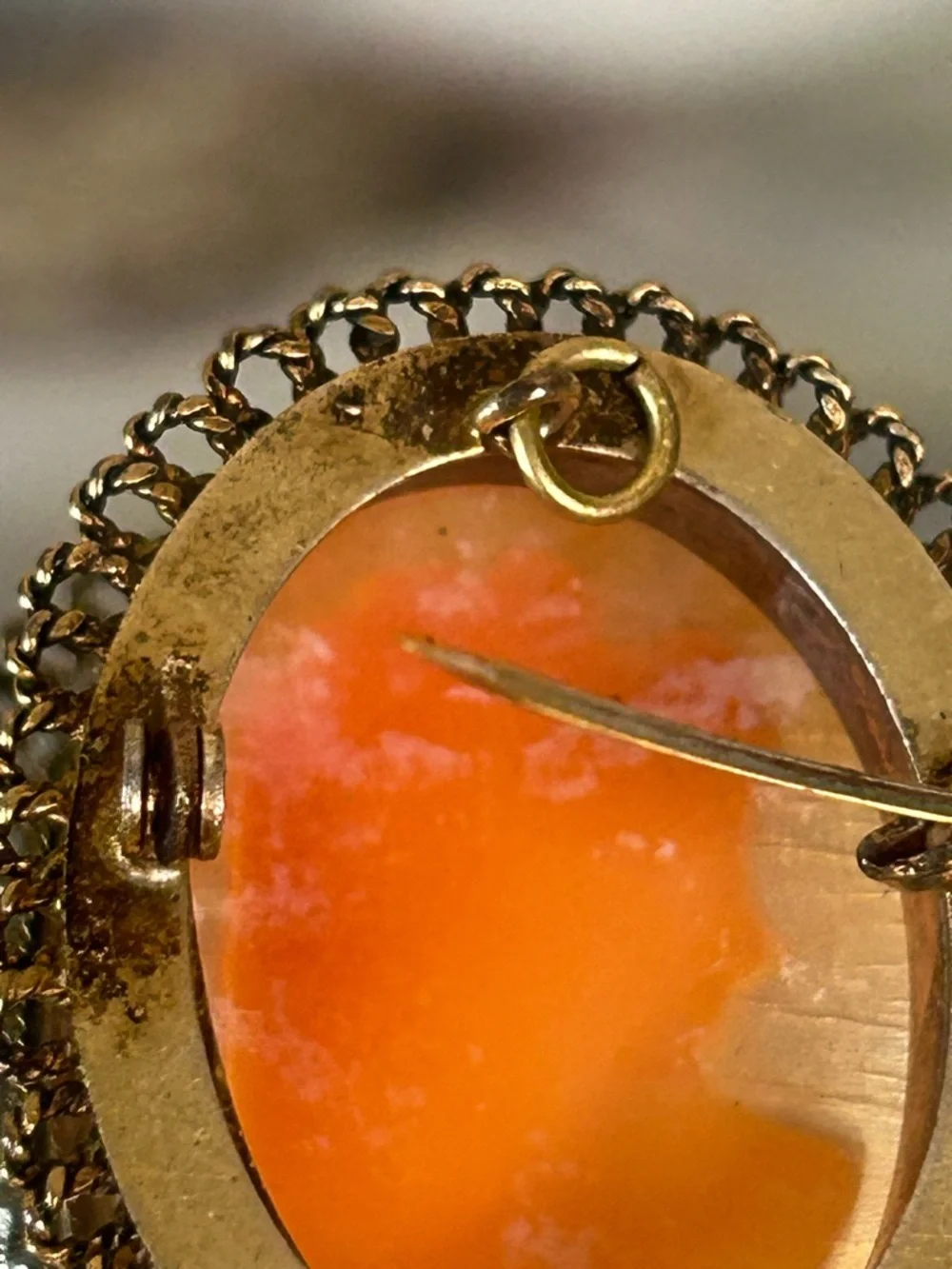Vintage Cameo Brooch or Pendant with Gold Filled Accents
